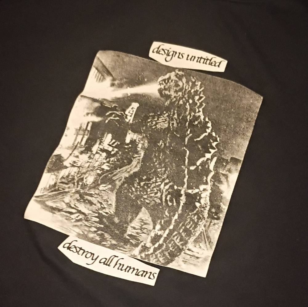 Black Graphic Tee with Monster Print